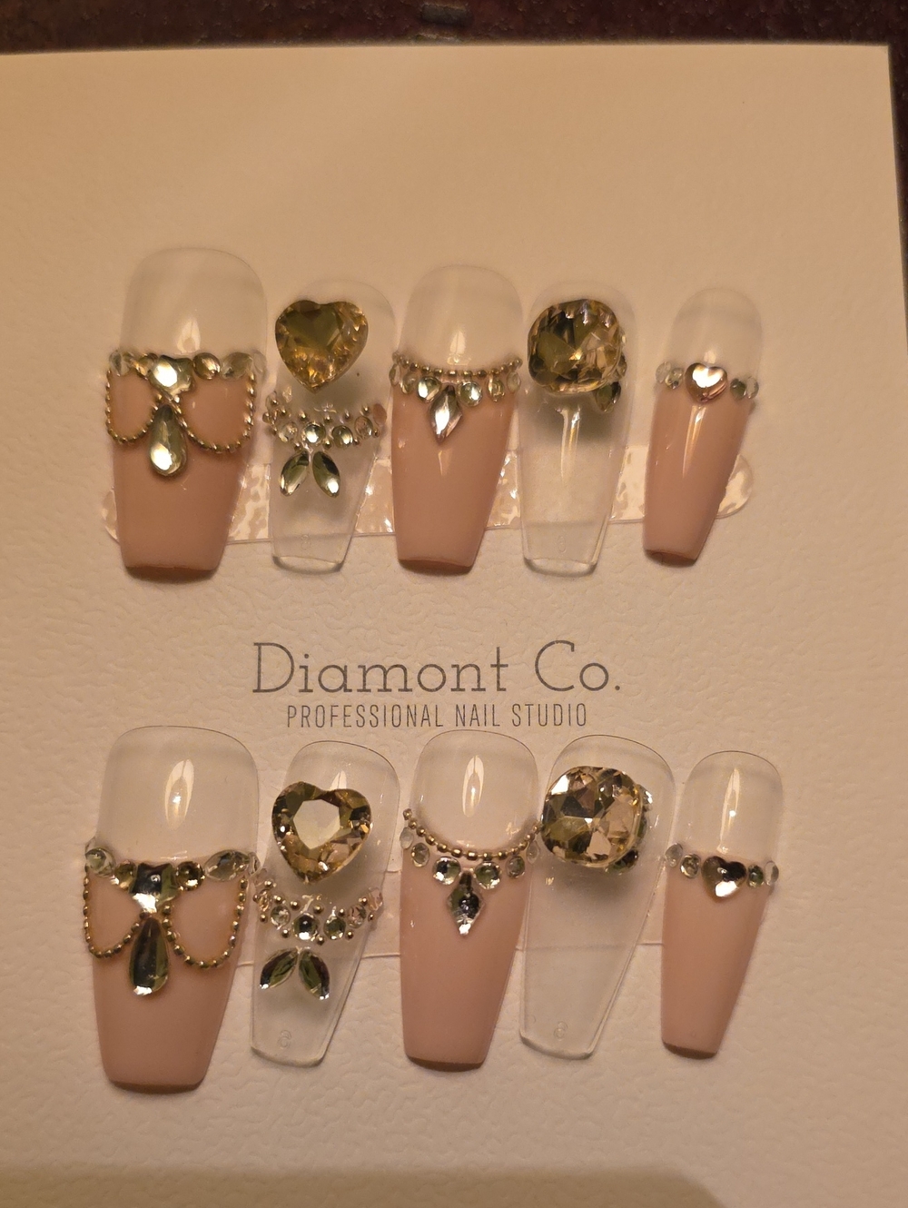 Nude Pink Crystal Accent Press-On Nails Size Large